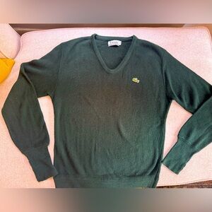 Vintage Lacoste V-neck Wool Sweater.